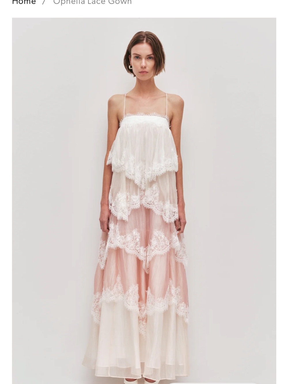 Aje Tiered Lace Maxi Dress in Blush and Ivory